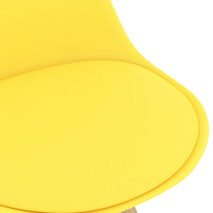 Σκαμπό Μπαρ 4 τεμ. Κίτρινα Πολυπροπυλένιο / Μασίφ Ξύλο Οξιάς - Pakobazaar