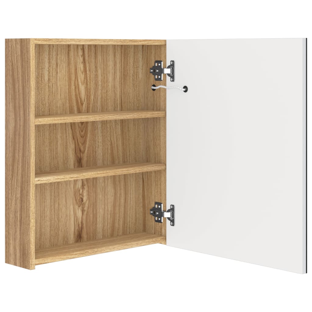 Καθρέφτης Μπάνιου με Ντουλάπι & LED Λευκό και Δρυς 50x14x60 εκ.