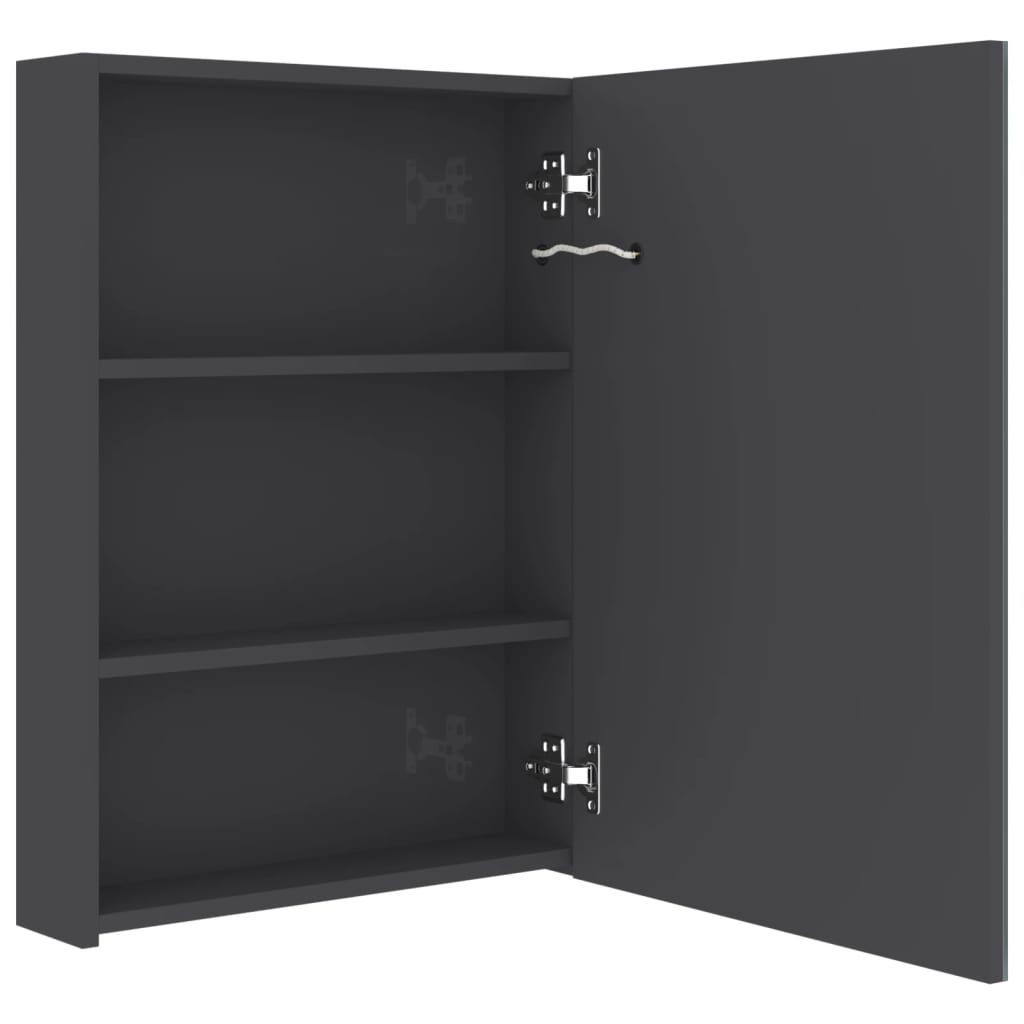 Καθρέφτης Μπάνιου με Ντουλάπι & LED Λαμπερό Γκρι 50x13x70 εκ.