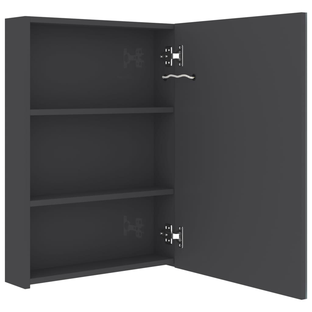 Καθρέφτης Μπάνιου με Ντουλάπι & LED Λαμπερό Γκρι 50x13x70 εκ.