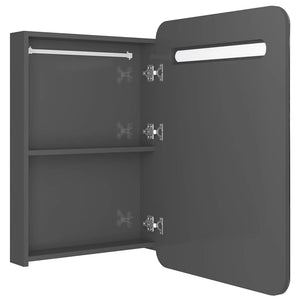 Ντουλάπι Μπάνιου με Καθρέφτη & LED Γυαλ. Γκρι 60 x 11 x 80 εκ.