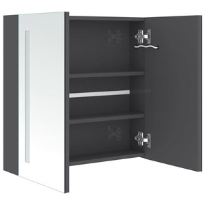 Ντουλάπι Μπάνιου με Καθρέφτη & LED Γυαλ. Γκρι 62 x 14 x 60 εκ.