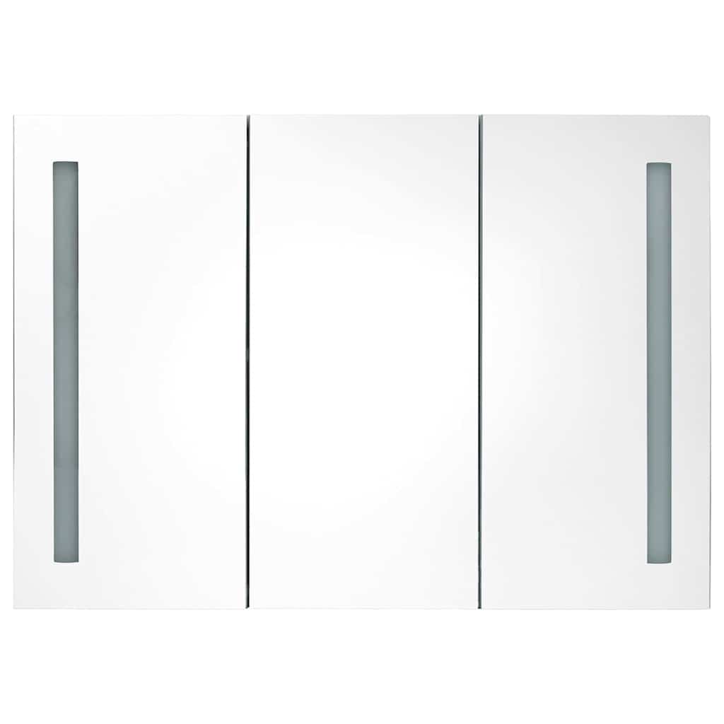 Καθρέφτης Μπάνιου με Ντουλάπι & LED Λευκο/Δρυς 89x14x62 εκ.