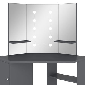 Μπουντουάρ Γωνιακό με LED Γκρι 111 x 54 x 141,5 εκ.