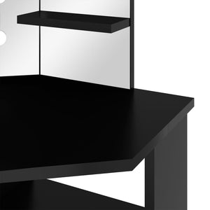 Μπουντουάρ Γωνιακό με LED Μαύρο 111 x 54 x 141,5 εκ.