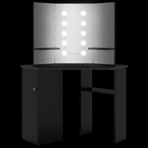 Μπουντουάρ Γωνιακό με LED Μαύρο 111 x 54 x 141,5 εκ.