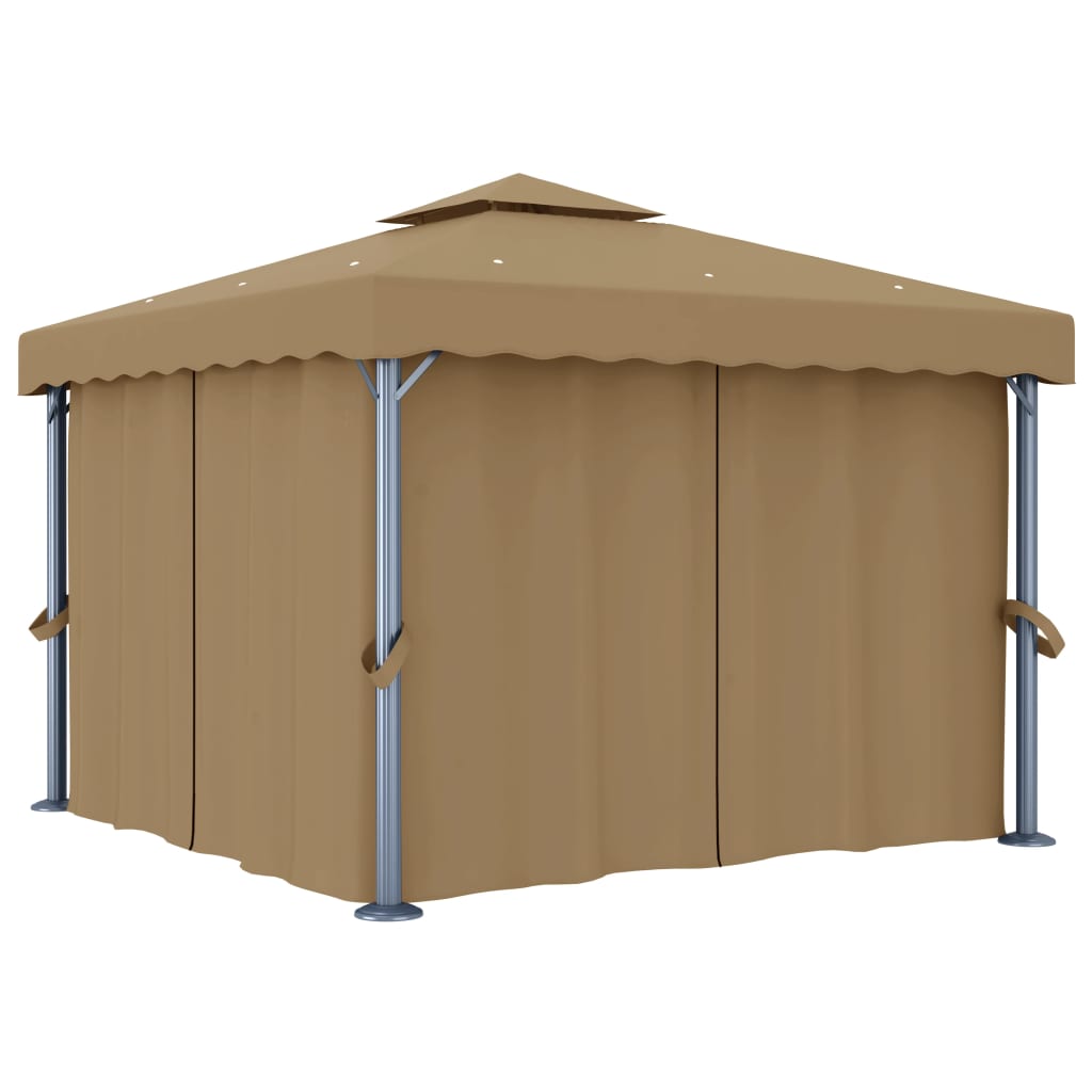 Κιόσκι Taupe 3 x 3 μ. από Αλουμίνιο με Κουρτίνα - PAKOBAZAAR