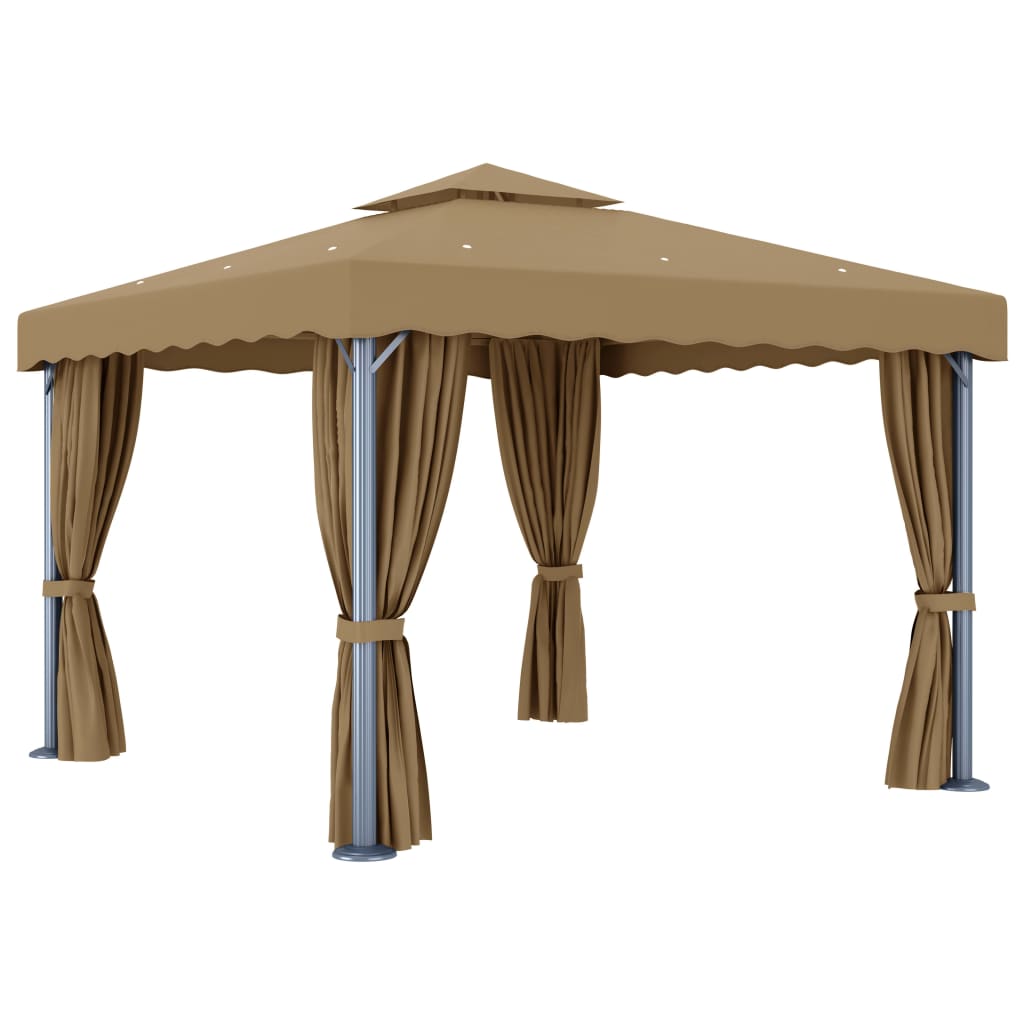 Κιόσκι Taupe 3 x 3 μ. από Αλουμίνιο με Κουρτίνα - PAKOBAZAAR