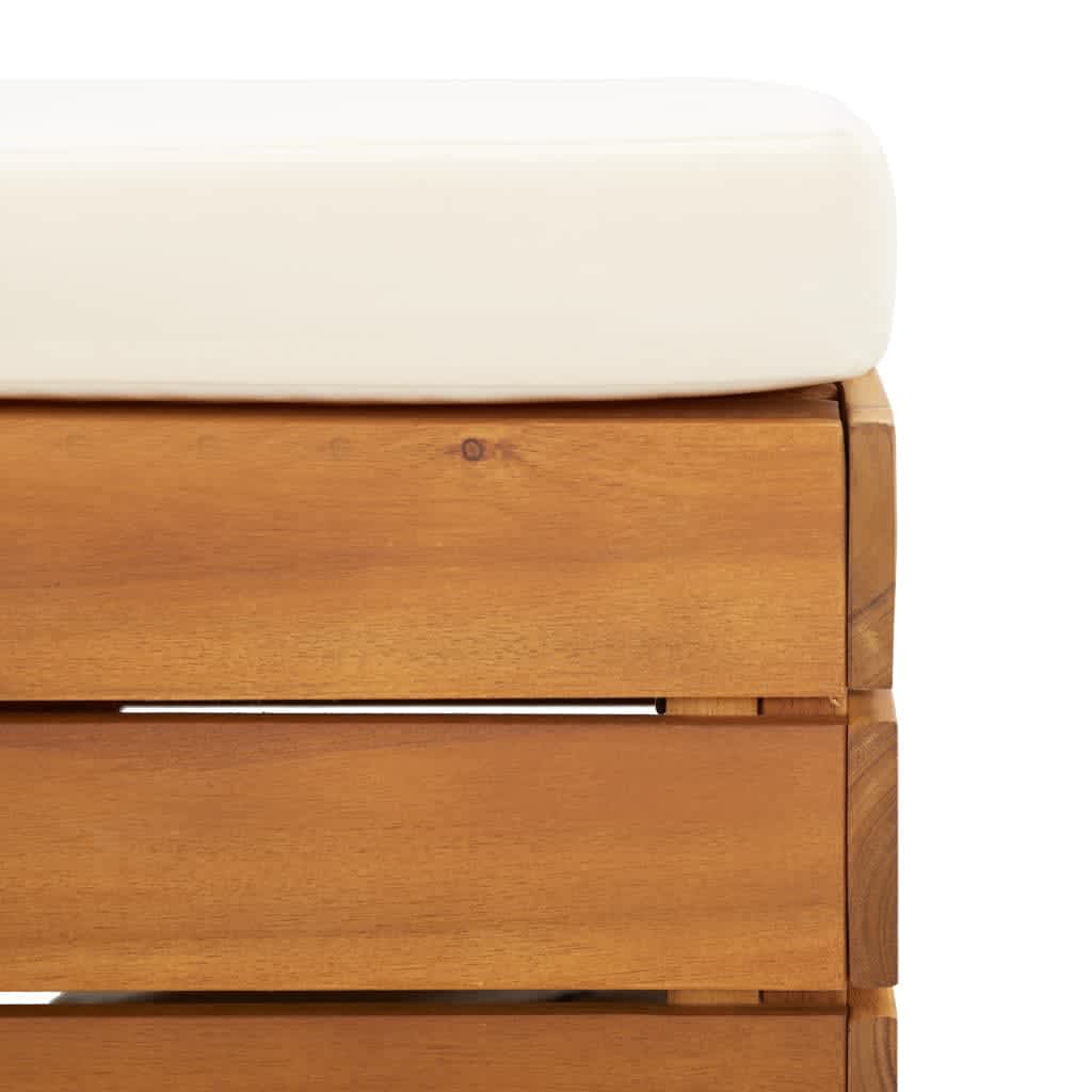 Σετ Τραπέζι Κήπου & Υποπόδιο από Μασίφ Ξύλο Ακακίας με Μαξιλάρι