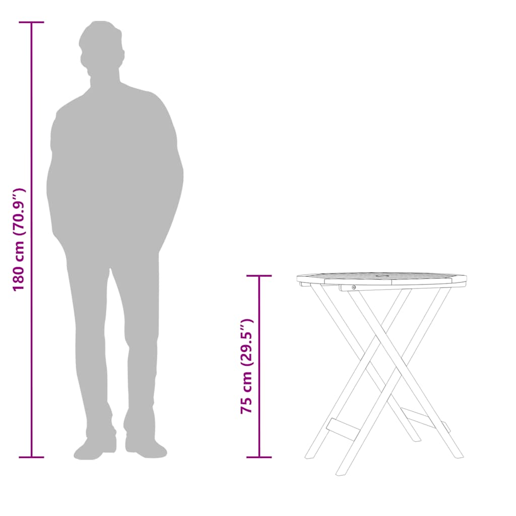 Τραπέζι Κήπου Πτυσσόμενο Ø60x75 εκ. από Μασίφ Ξύλο Ευκαλύπτου