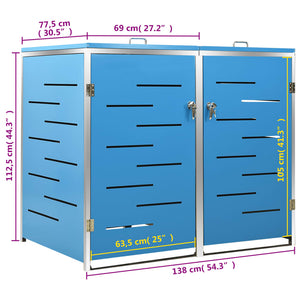 Πλαίσιο Κάδων Απορρ. Διπλό με Ρόδες 138x77,5x112,5 εκ Αν. Ατσα. - PAKOBAZAAR