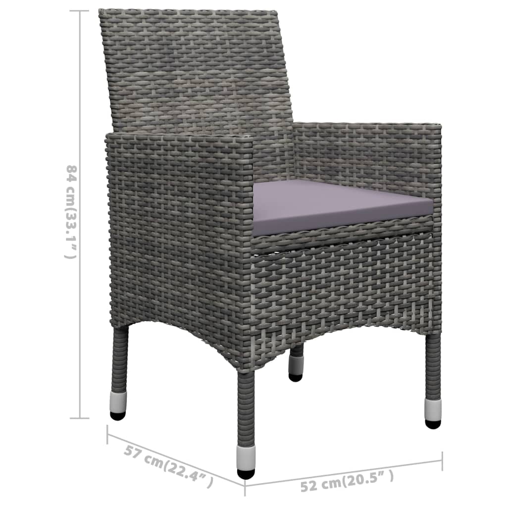 Σετ Τραπεζαρίας Κήπου 3 Τεμαχίων Γκρι - PAKOBAZAAR