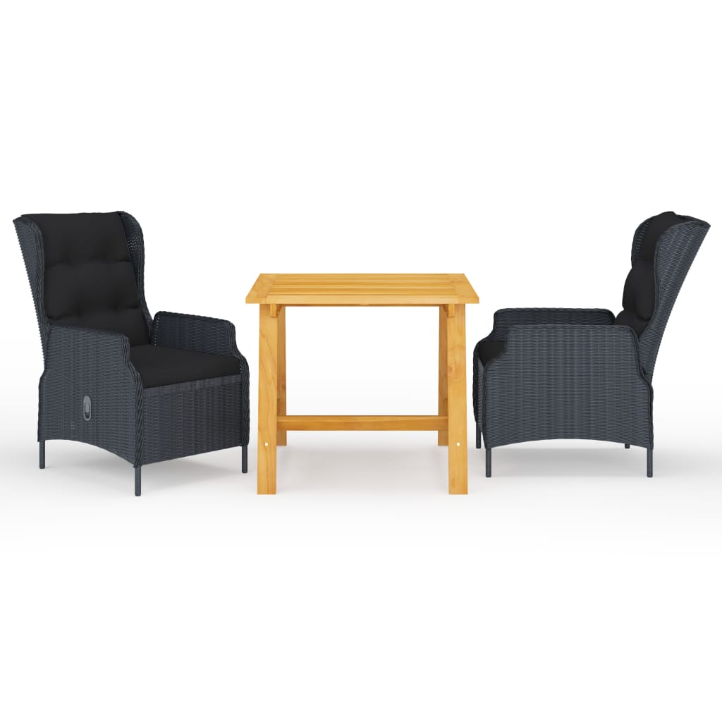 Σετ Τραπεζαρίας Κήπου 3 Τεμαχίων Σκούρο Γκρι - PAKOBAZAAR