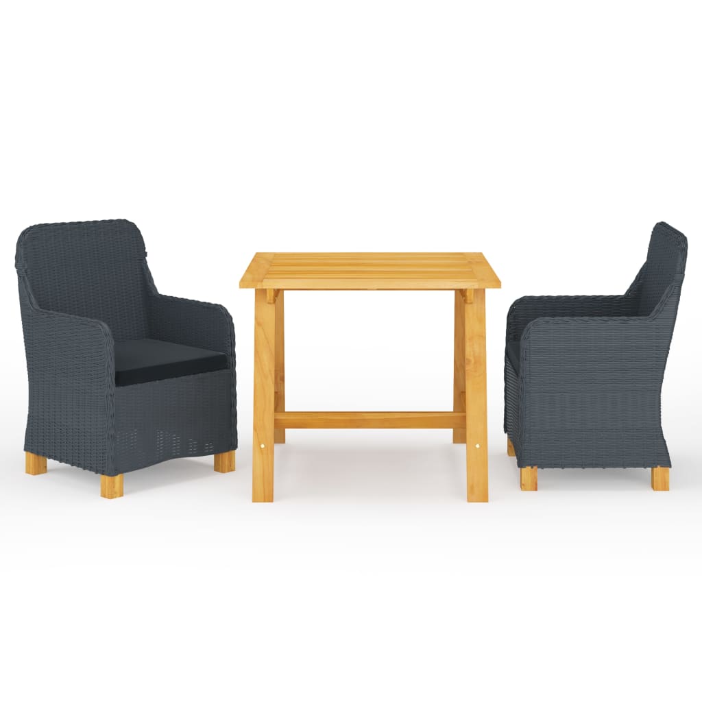 Σετ Τραπεζαρίας Κήπου 3 Τεμαχίων Σκούρο Γκρι - PAKOBAZAAR