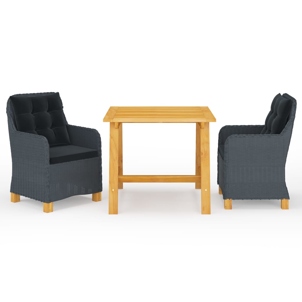 Σετ Τραπεζαρίας Κήπου 3 Τεμαχίων Σκούρο Γκρι - PAKOBAZAAR