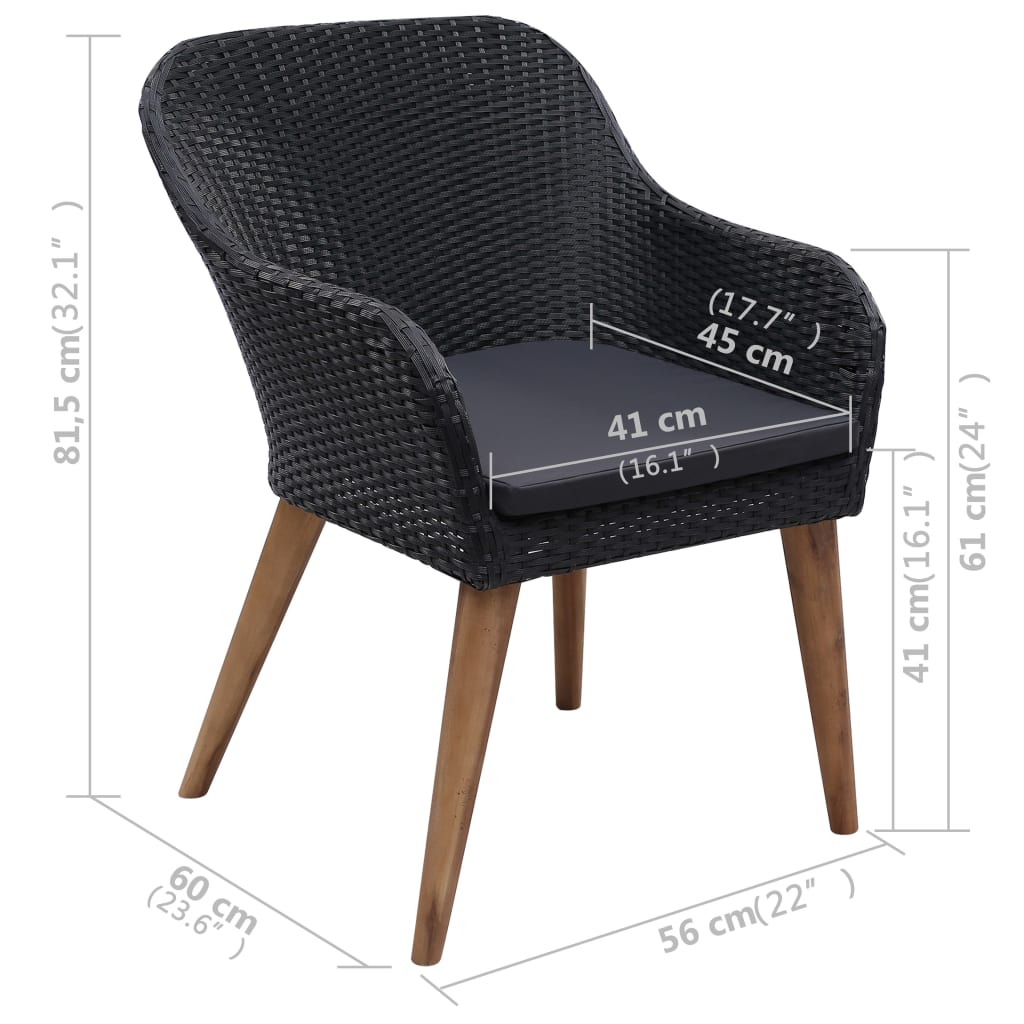 Σετ Τραπεζαρίας Κήπου 5 Τεμαχίων Μαύρο - PAKOBAZAAR