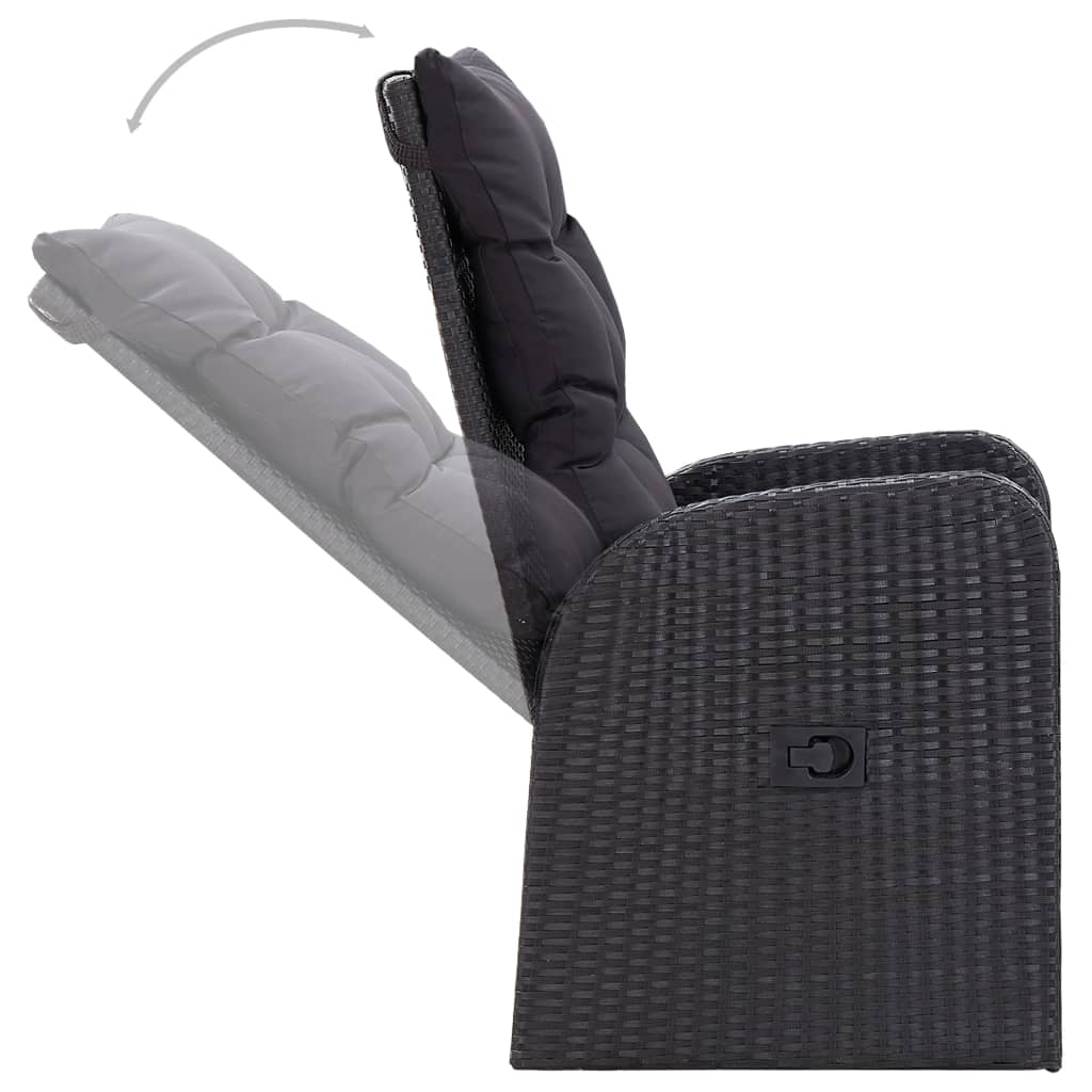 Σετ Τραπεζαρίας Κήπου 7 Τεμαχίων Μαύρο - PAKOBAZAAR