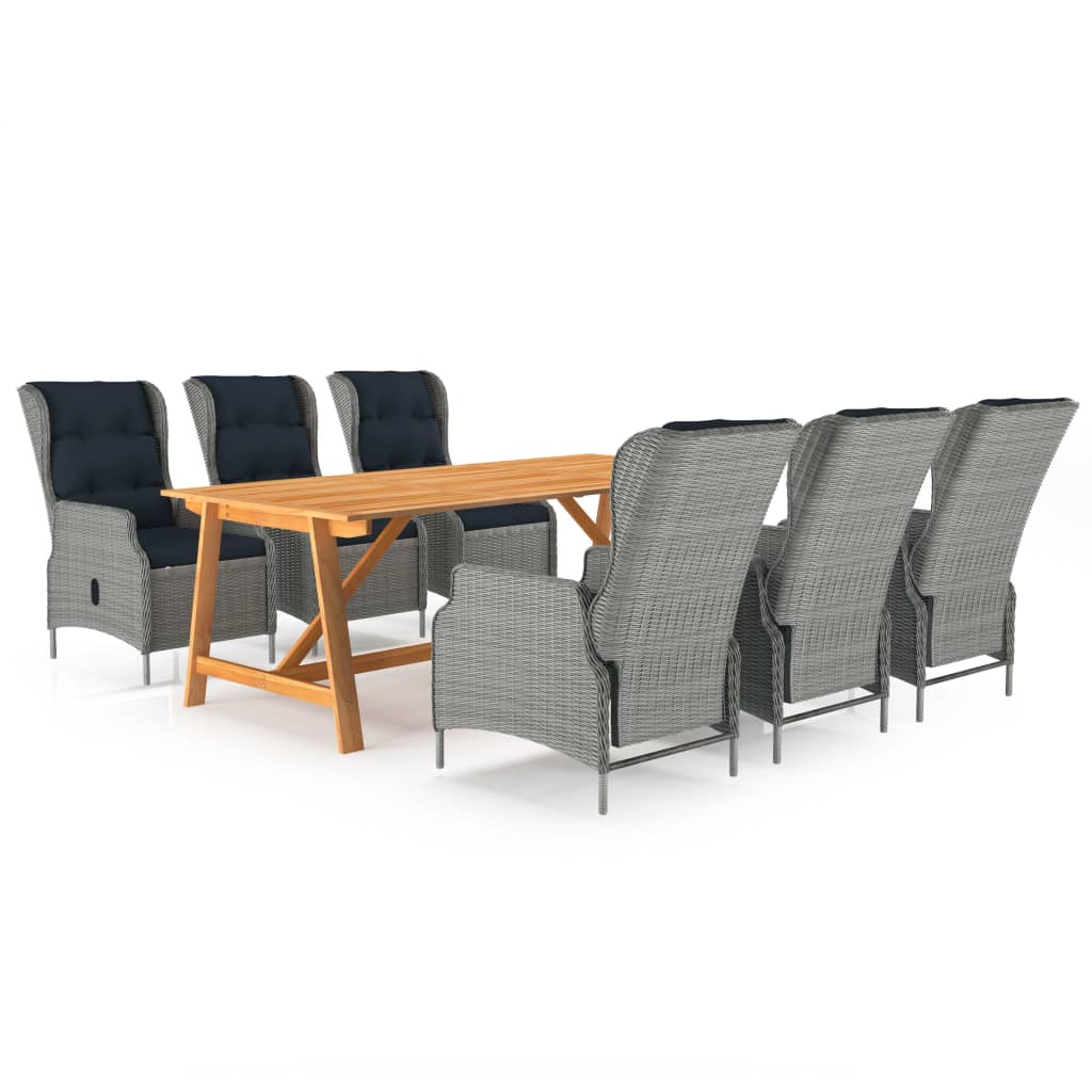 Σετ Τραπεζαρίας Κήπου 7 Τεμαχίων Ανοιχτό Γκρι - PAKOBAZAAR