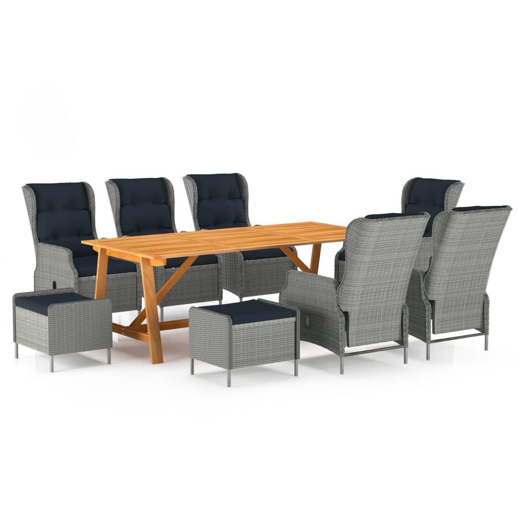 Σετ Τραπεζαρίας Κήπου 9 Τεμαχίων Ανοιχτό Γκρι - PAKOBAZAAR