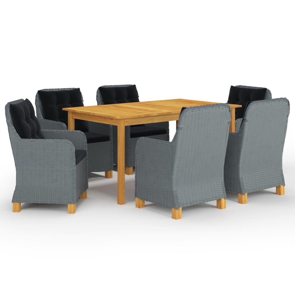 Σετ Τραπεζαρίας Κήπου 7 Τεμαχίων Ανοιχτό Γκρι - PAKOBAZAAR