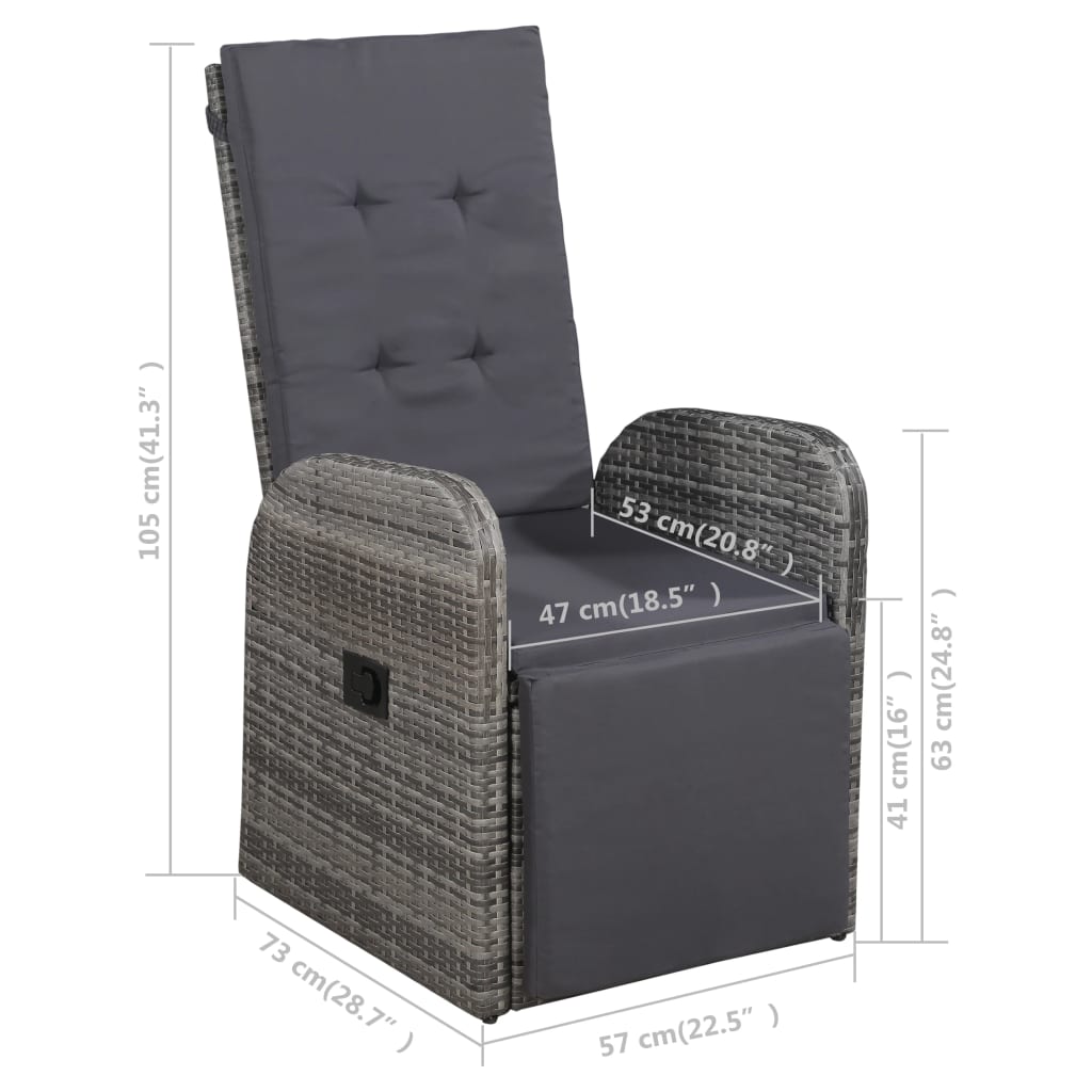 Σετ Τραπεζαρίας Κήπου 7 Τεμαχίων Γκρι - PAKOBAZAAR