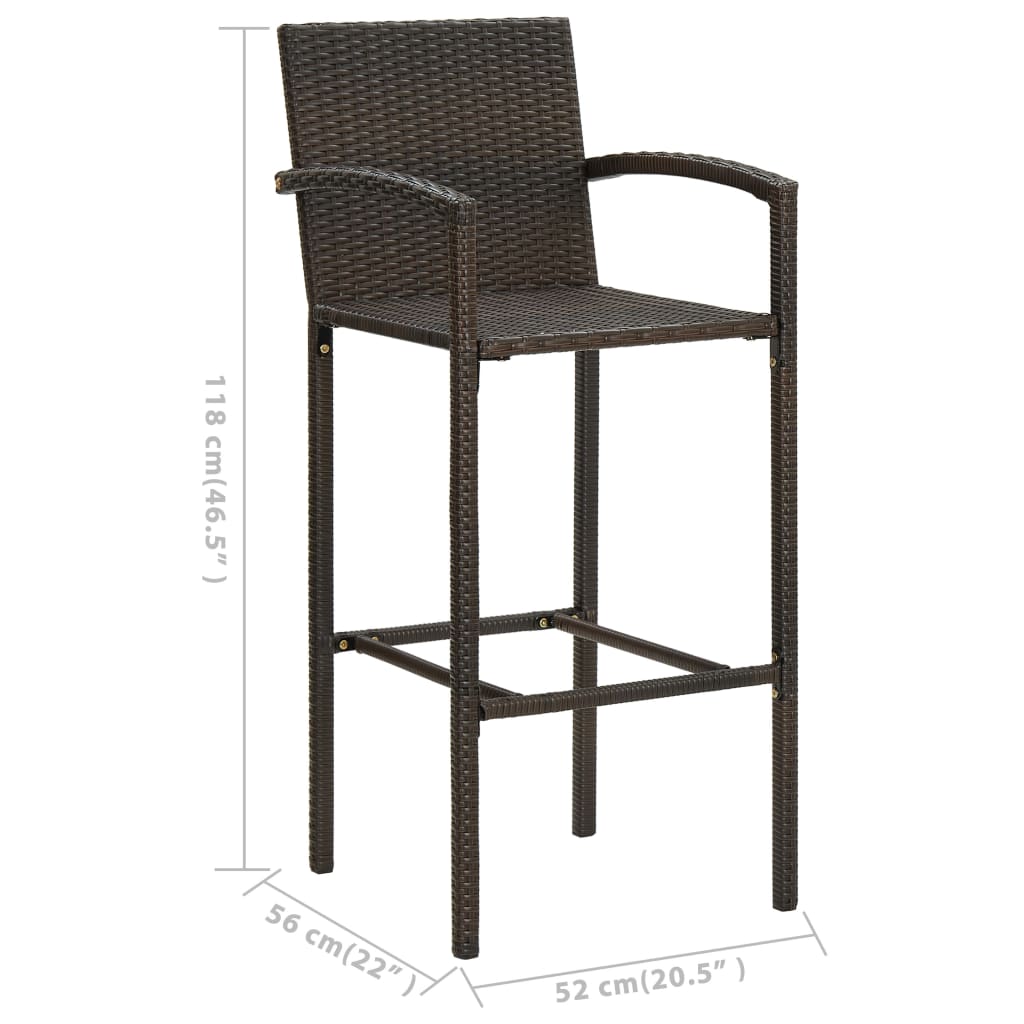 Σετ Επίπλων Μπαρ Κήπου 7 Τεμαχίων Καφέ - PAKOBAZAAR