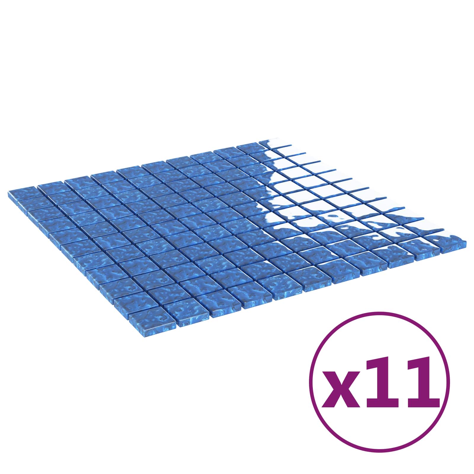 Μωσαϊκό Πλακάκι 11 pcs Μπλε 50 x 50 cm Γυαλί - Pakobazaar