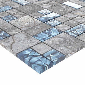 Μωσαϊκό Πλακάκι 11 pcs Γκρι και Μπλε 50 x 50 cm Γυαλί - Pakobazaar