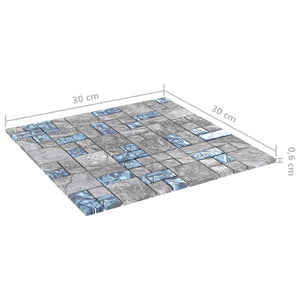 Μωσαϊκό Πλακάκι 11 pcs Γκρι και Μπλε 50 x 50 cm Γυαλί - Pakobazaar