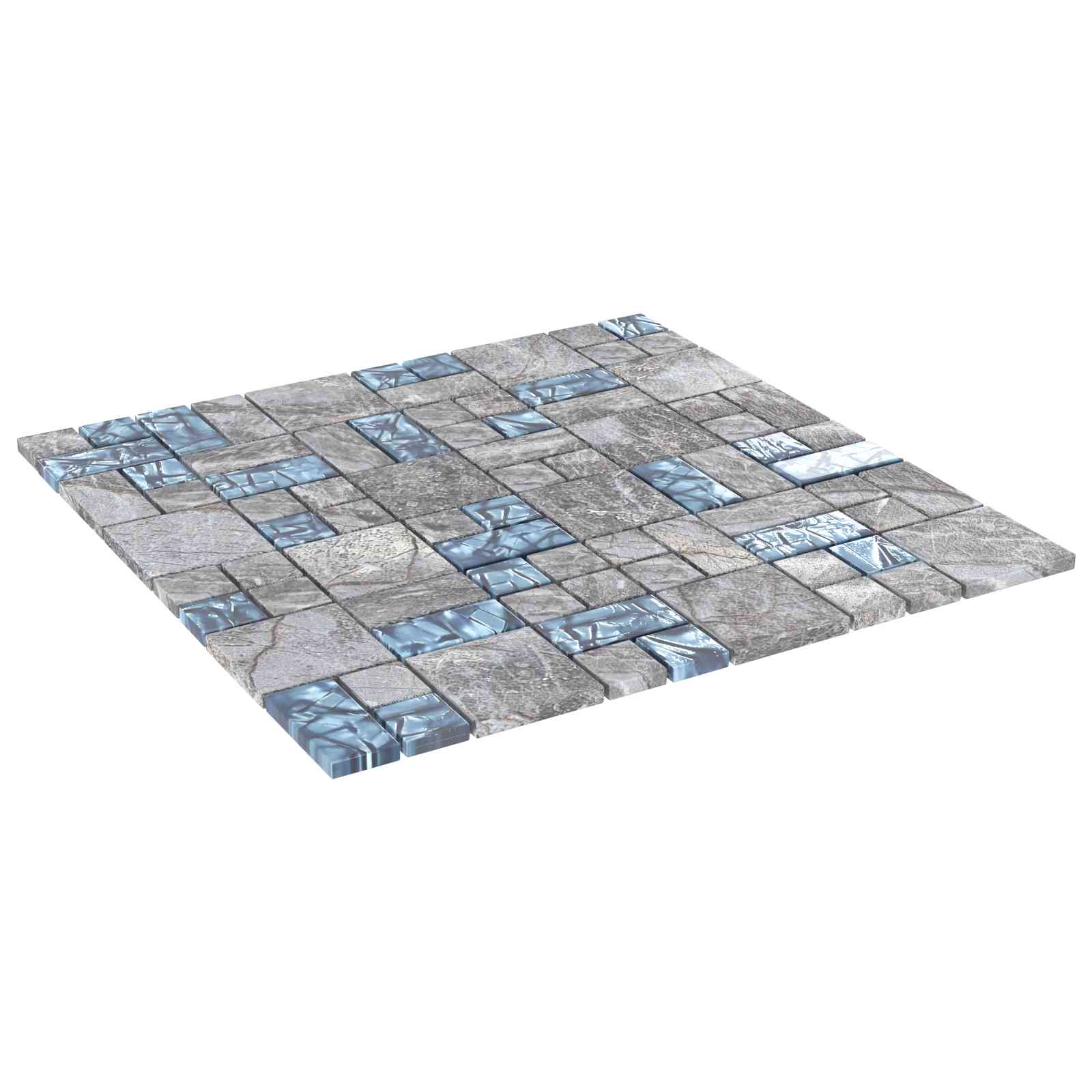 Μωσαϊκό Πλακάκι 22 pcs Γκρι και Μπλε 50 x 50 cm Γυαλί - Pakobazaar