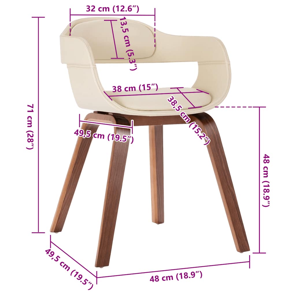 Καρέκλα Τραπεζαρίας Λευκή από Λυγισμένο Ξύλο / Συνθετικό Δέρμα