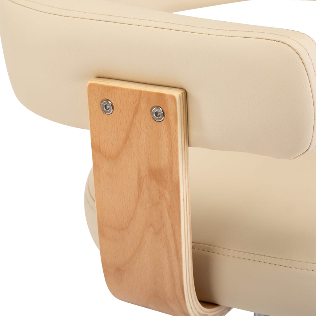 Σκαμπό Μπαρ 2 τεμ. Κρεμ από Λυγισμένο Ξύλο και Συνθετικό Δέρμα - Pakobazaar