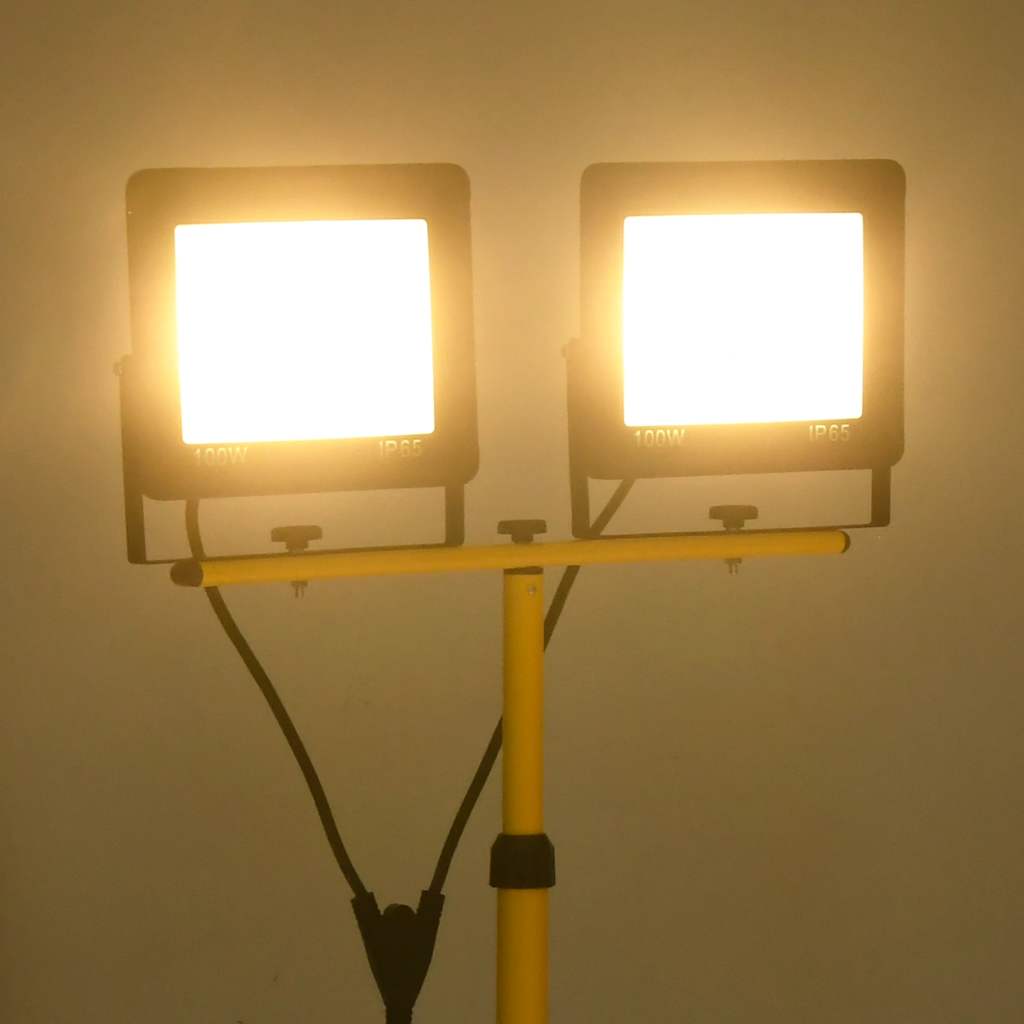 Προβολέας LED με Τρίποδο Θερμό Λευκό 2 x 100 W - PAKOBAZAAR