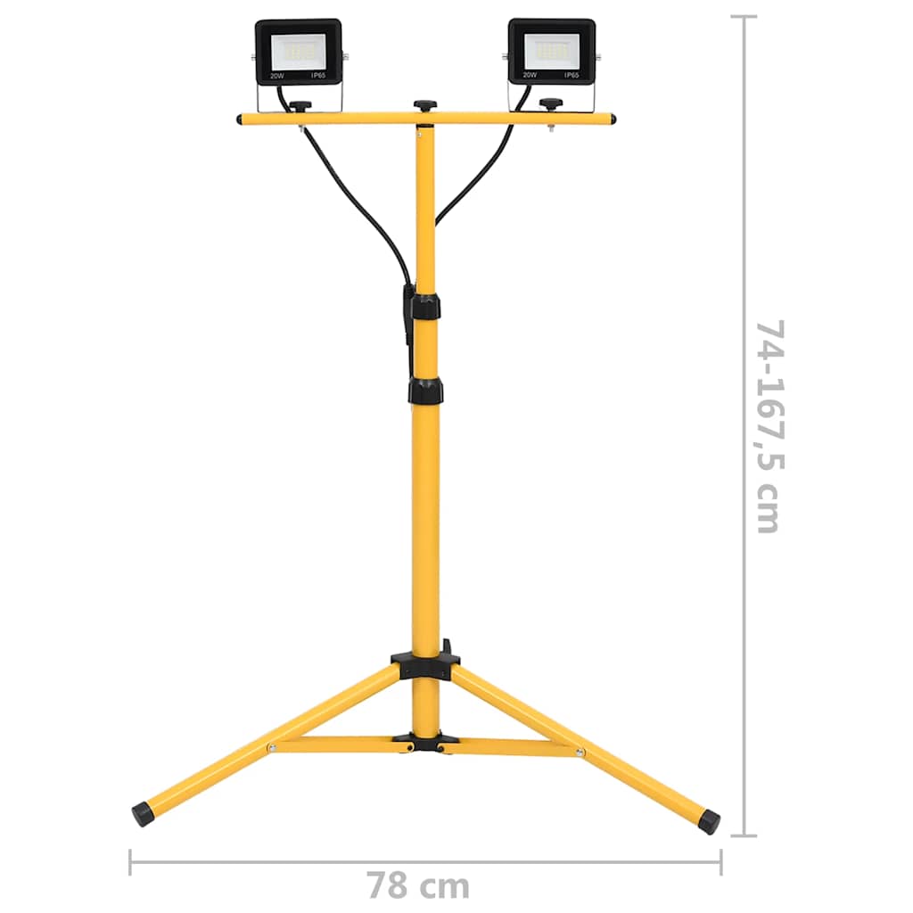 Προβολέας LED με Τρίποδο Ψυχρό Λευκό 2 x 20 W - PAKOBAZAAR