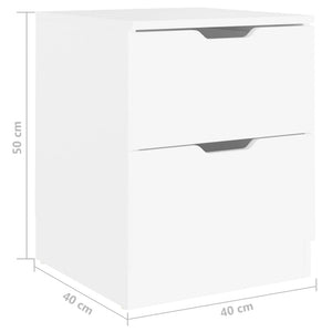 Κομοδίνα 2 τεμ. Λευκά 40 x 40 x 50 εκ. από Επεξεργασμένο Ξύλο