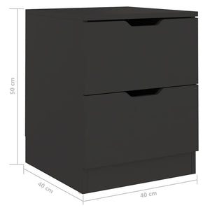 Κομοδίνο Μαύρο 40 x 40 x 50 εκ. από Επεξεργασμένο Ξύλο