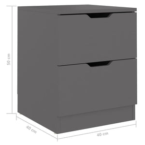 Κομοδίνα 2 τεμ. Γκρι 40 x 40 x 50 εκ. από Επεξεργασμένο Ξύλο