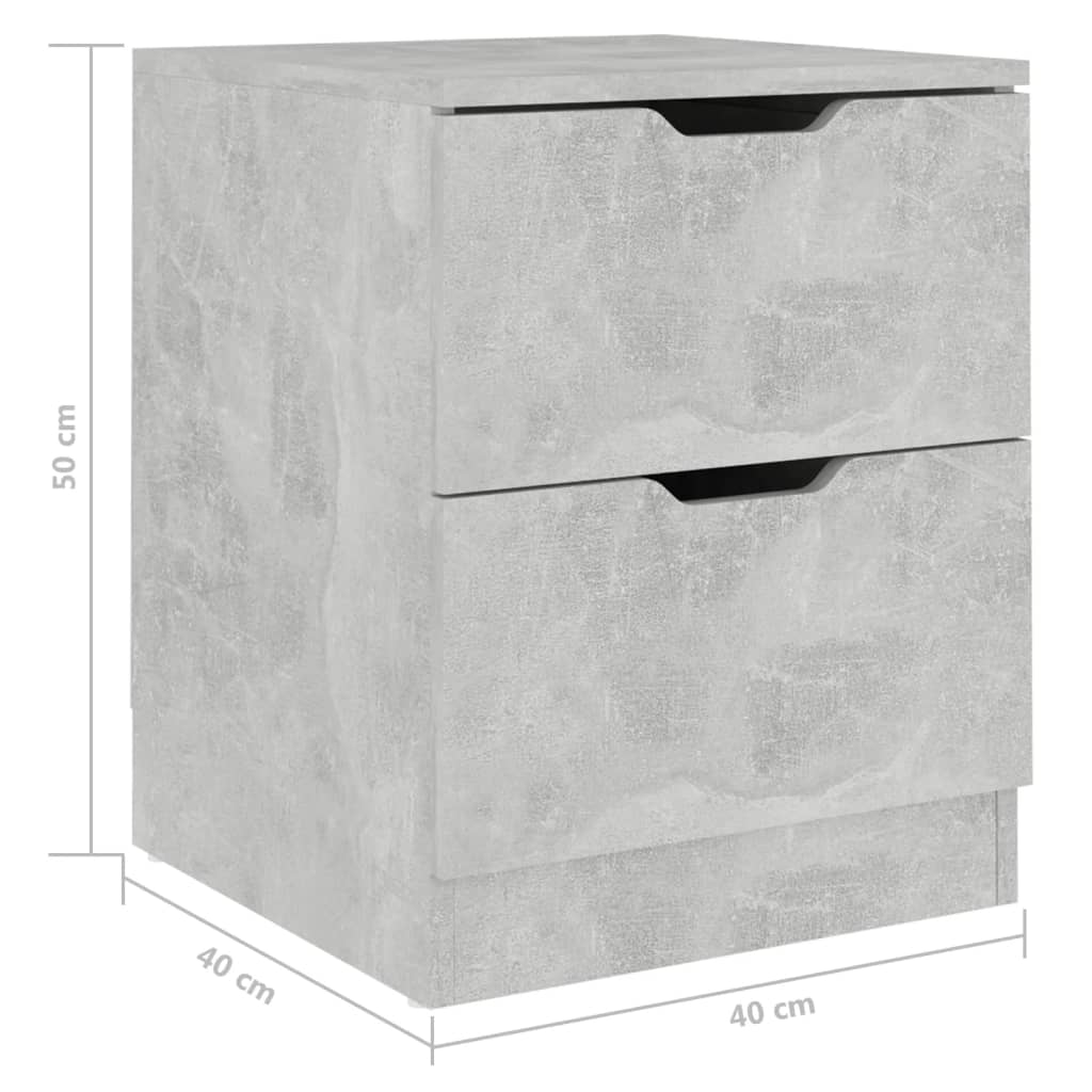 Κομοδίνα 2 τεμ. Γκρι Σκυροδέμ. 40 x 40 x 50 εκ. από Μοριοσανίδα