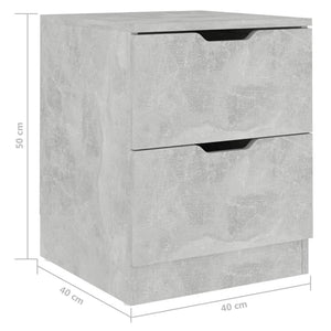 Κομοδίνα 2 τεμ. Γκρι Σκυροδέμ. 40 x 40 x 50 εκ. από Μοριοσανίδα