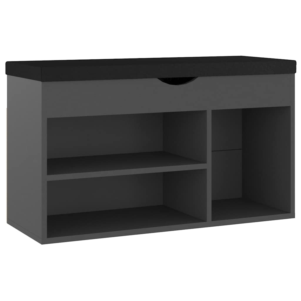 Παπουτσοθήκη Γκρι 80 x 30 x 47 εκ. Επεξ. Ξύλο με Μαξιλάρι