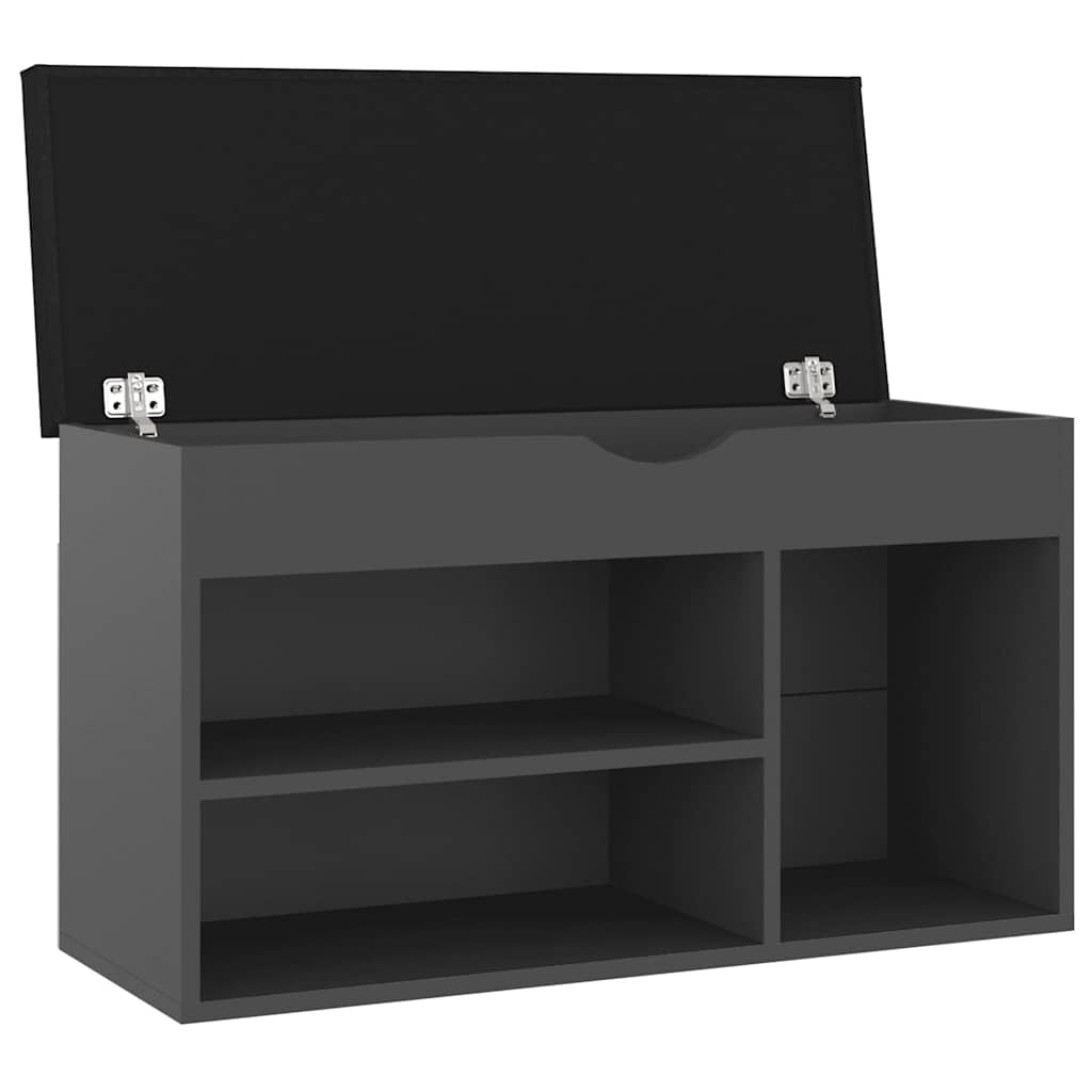 Παπουτσοθήκη Γκρι 80 x 30 x 47 εκ. Επεξ. Ξύλο με Μαξιλάρι