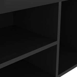 Παπουτσοθήκη Γυαλ. Μαύρο 80x30x47 εκ. Επεξ. Ξύλο με Μαξιλάρι