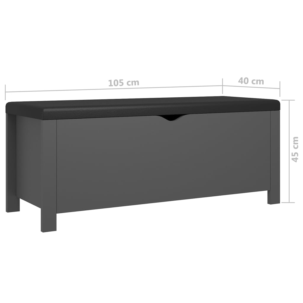 Κουτί Αποθήκευσης Γκρι 105x40x45 εκ. Επεξ. Ξύλο με Μαξιλάρι