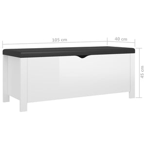 Κουτί Αποθήκευσης Γυαλ. Λευκό 105x40x45εκ. Μοριοσαν. & Μαξιλάρι