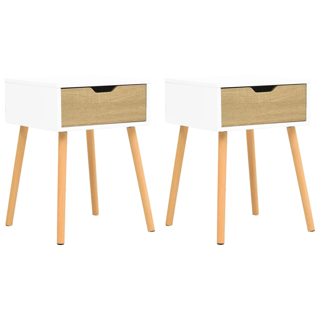 Κομοδίνα 2 τεμ. Λευκό/Sonoma Δρυς 40x40x56 εκ. από Επεξ. Ξύλο