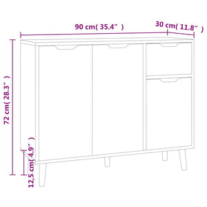 Μπουφές Λευκός/Sonoma Δρυς 90x30x72 εκ. Επεξεργασμένο Ξύλο