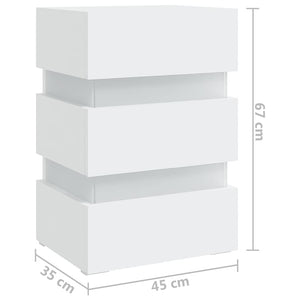 Κομοδίνο με LED Λευκό 45 x 35 x 67 εκ. από Επεξεργασμένο Ξύλο