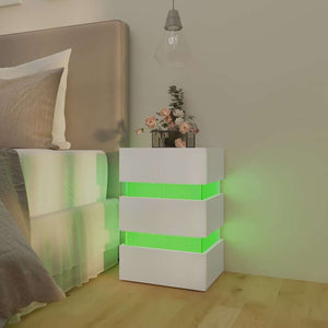 Κομοδίνο με LED Λευκό 45 x 35 x 67 εκ. από Επεξεργασμένο Ξύλο