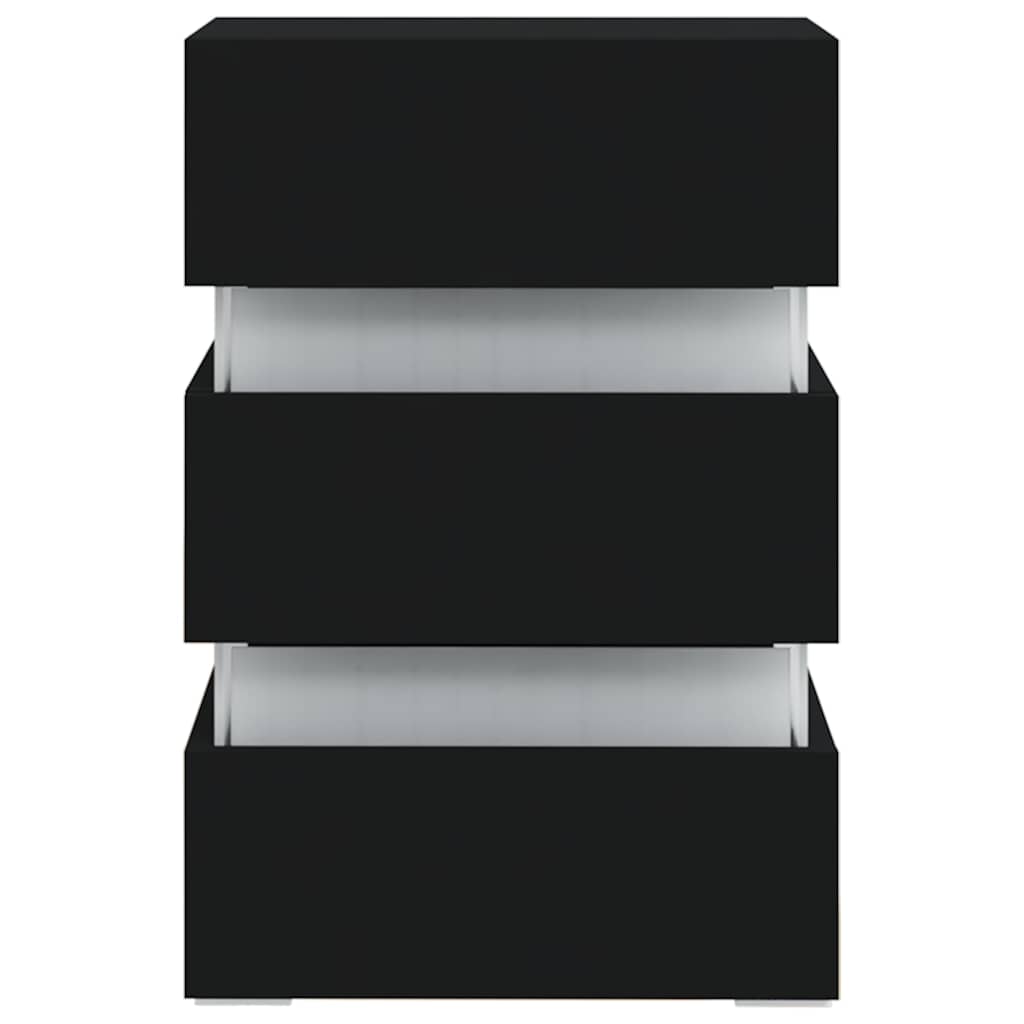 Κομοδίνο με LED Μαύρο 45 x 35 x 67 εκ. από Επεξεργασμένο Ξύλο