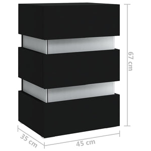 Κομοδίνο με LED Μαύρο 45 x 35 x 67 εκ. από Επεξεργασμένο Ξύλο